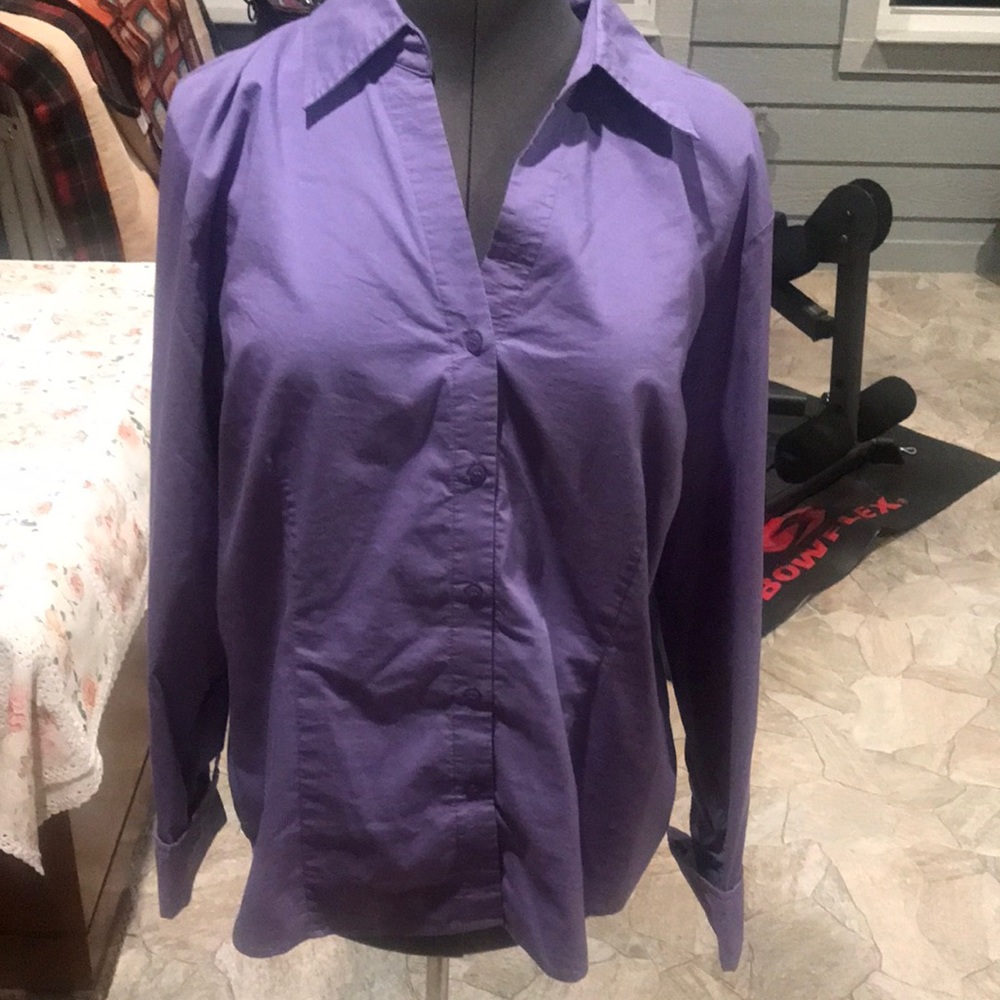 Worthington Blouse Women’s Purple V-neck Blouse Size 20T